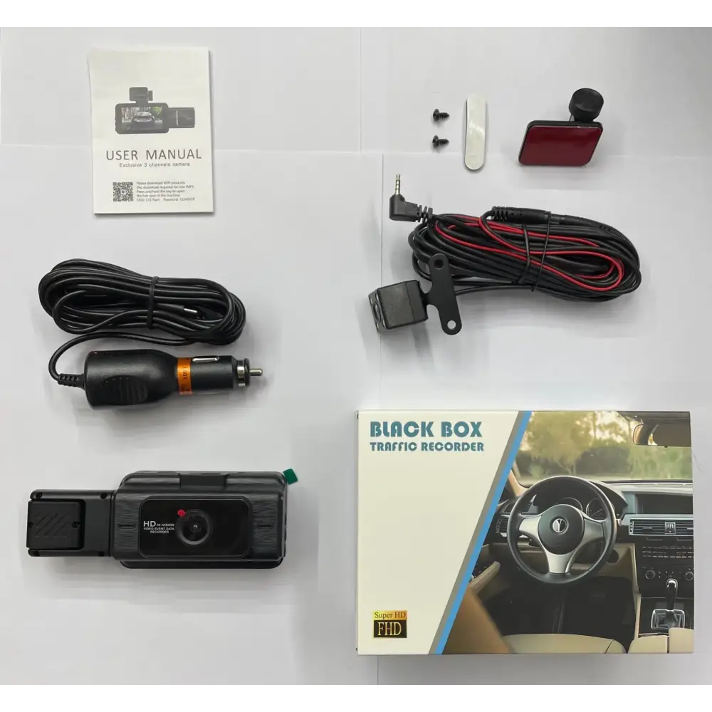 1080P Dash Cam With WiFi 3 Cameras Front Inside Rear Car Video Recording Wide Angle Night Vision 24H Monitor - 1 Set