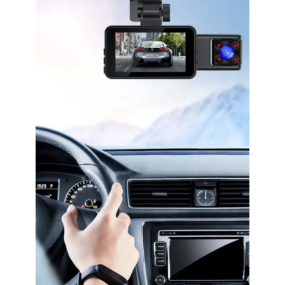 1080P Dash Cam With WiFi 3 Cameras Front Inside Rear Car Video Recording Wide Angle Night Vision 24H Monitor - 1 Set
