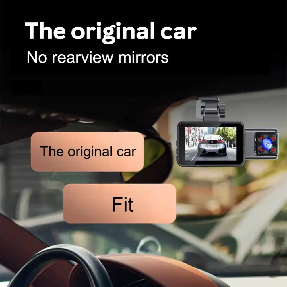 1080P Dash Cam With WiFi 3 Cameras Front Inside Rear Car Video Recording Wide Angle Night Vision 24H Monitor - 1 Set