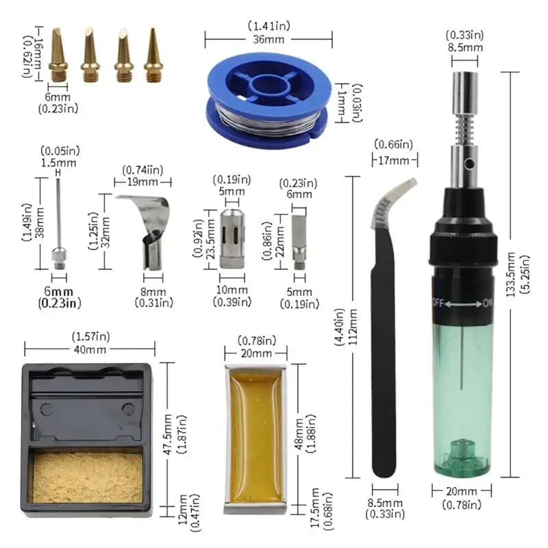 12 in 1 Portable Gas Soldering Iron Gas 1300Celsius Gas Set Adjustable Flame Weld Tools Heat Blower J6PC