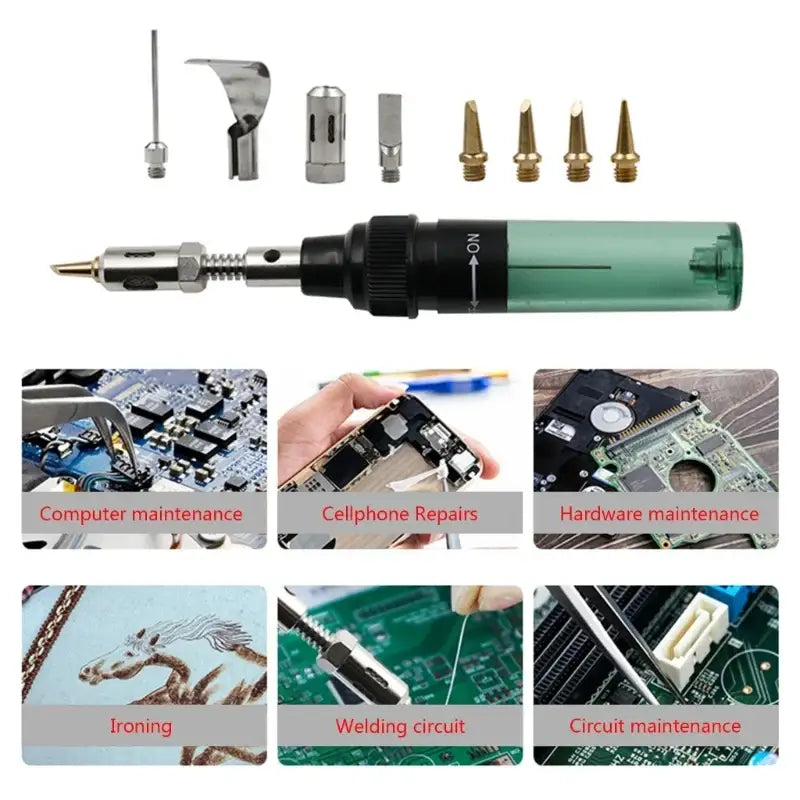 12 in 1 Portable Gas Soldering Iron Gas 1300Celsius Gas Set Adjustable Flame Weld Tools Heat Blower J6PC