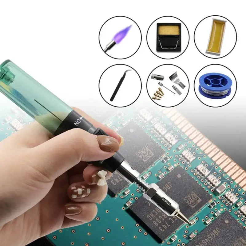 12 in 1 Portable Gas Soldering Iron Gas 1300Celsius Gas Set Adjustable Flame Weld Tools Heat Blower J6PC