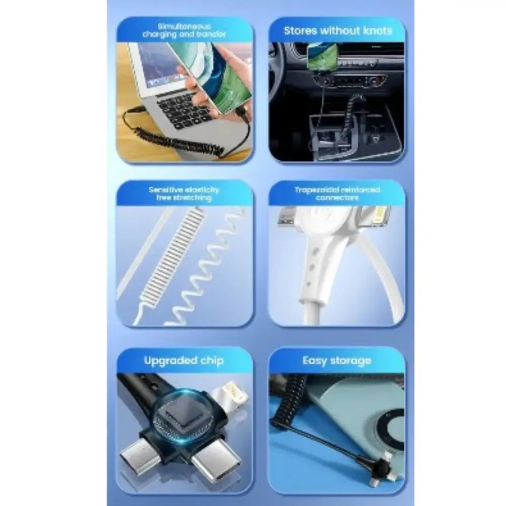 120W 3-in-1 USB-C Super-Fast Retractable Charging Cable