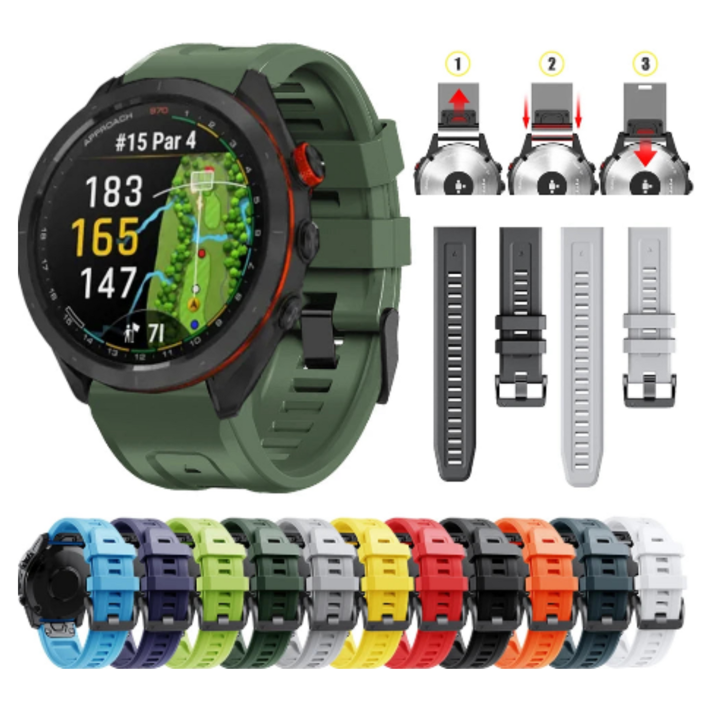 QuickFit Silicone Strap for th Garmin Instinct 2 (available in 12 colours)