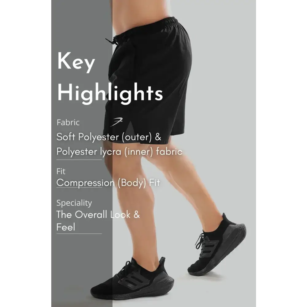 2 in 1 Compression Shorts Black - Shorts