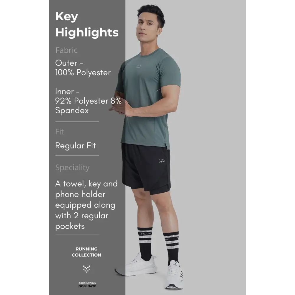 2 in 1 Mesh Shorts Black With Black - Shorts