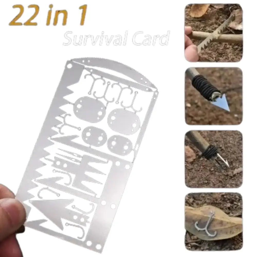 22-in-1 Stainless Steel Survival Tool Card - SS