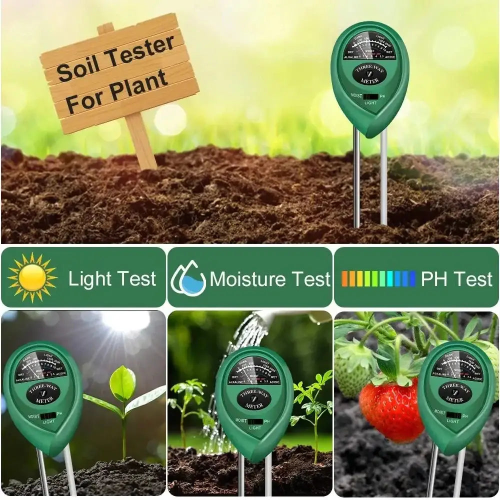 3 In1 Soil Moisture Sensor Meter Soil Water Moisture PH Measuring Tool Garden Plant Acidity Humidity Sunlight Test