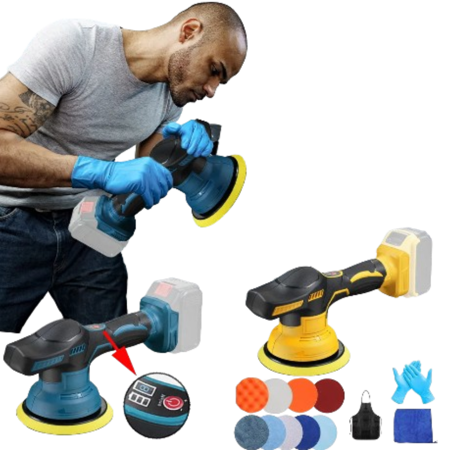 Cordless Car Polisher 18–21V – 8-Speed (available in 4 types)