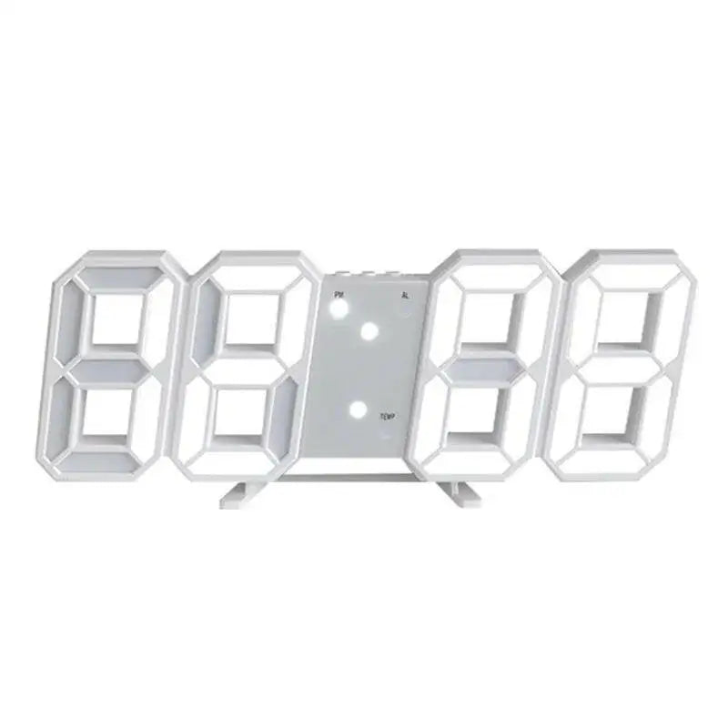 3D LED Digital Wall Clock - White