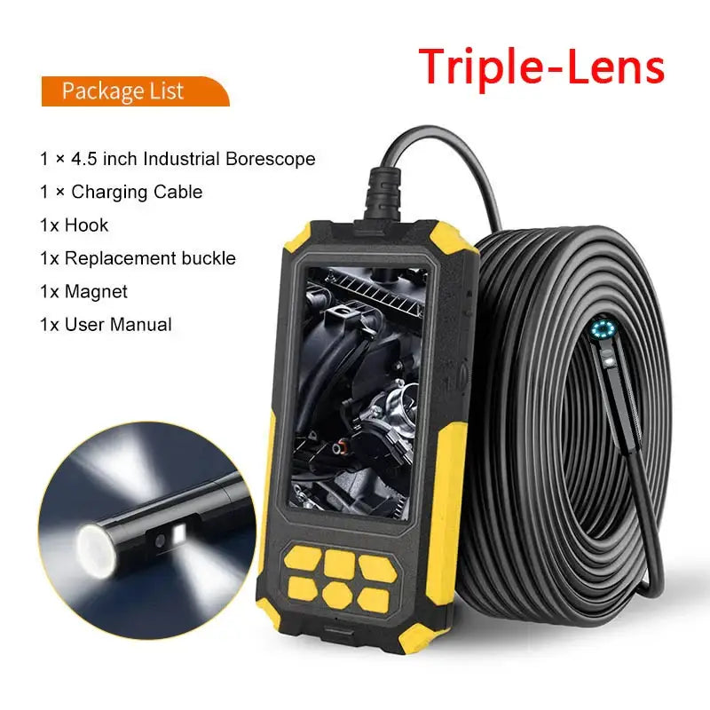 4.5 inch IPS Screen Industrial Endoscope 2.0 MP Bore Scope Snake Camera IP68 Sewer Pipe Drain Inspection Camera with 8