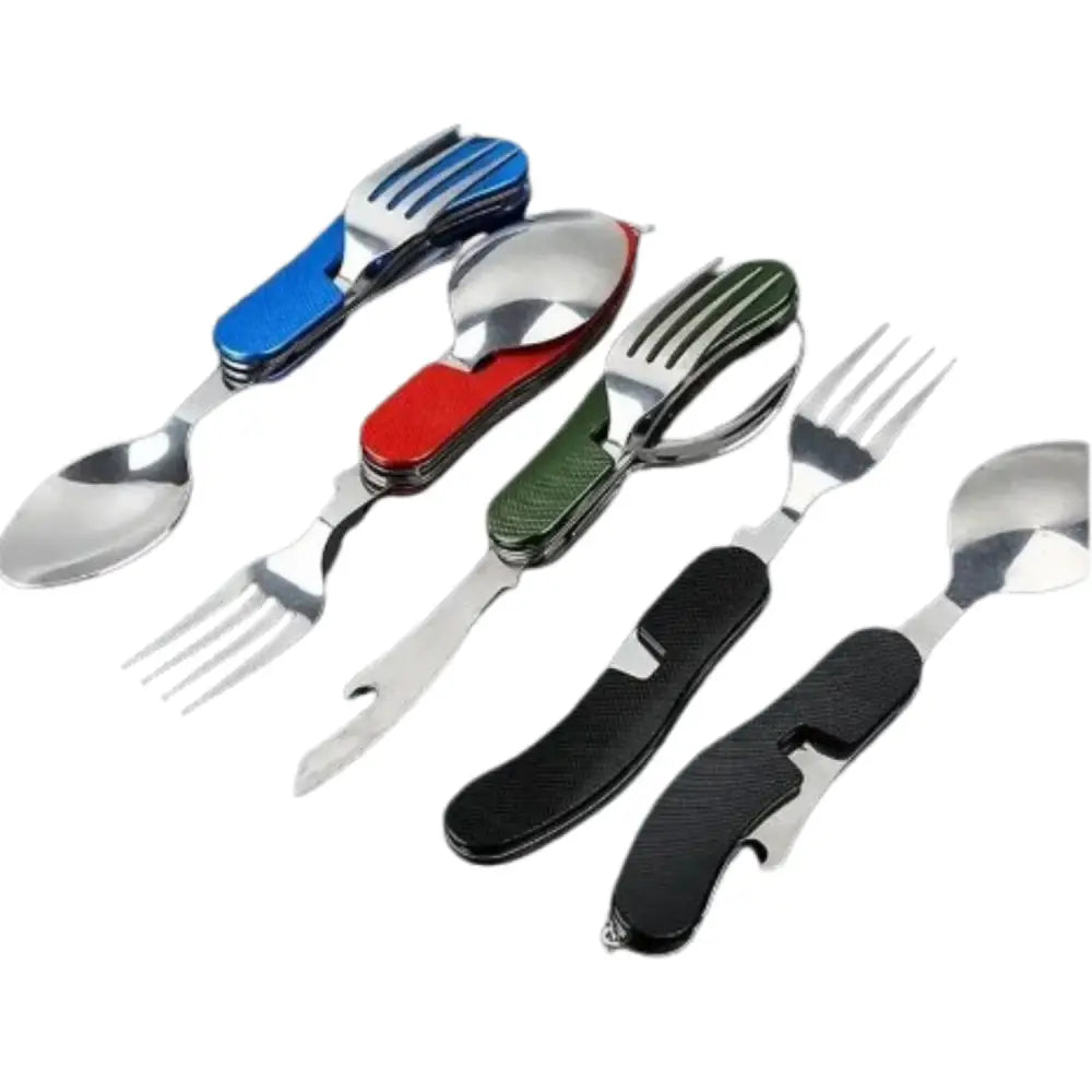 4-in-1 Folding Camping Cutlery Set - SS