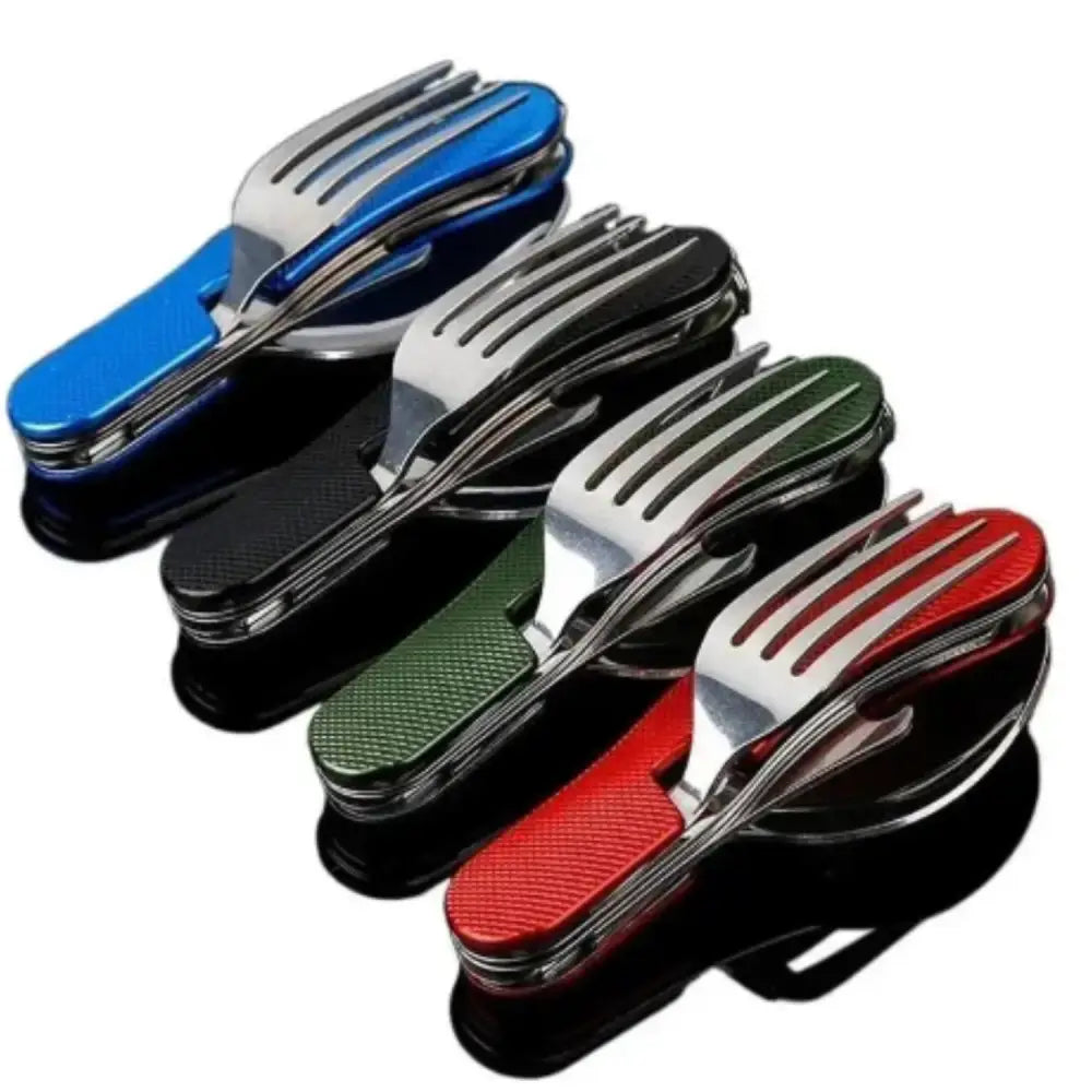4-in-1 Folding Camping Cutlery Set - SS