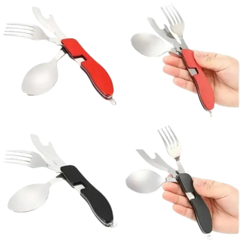 4-in-1 Folding Camping Cutlery Set - SS