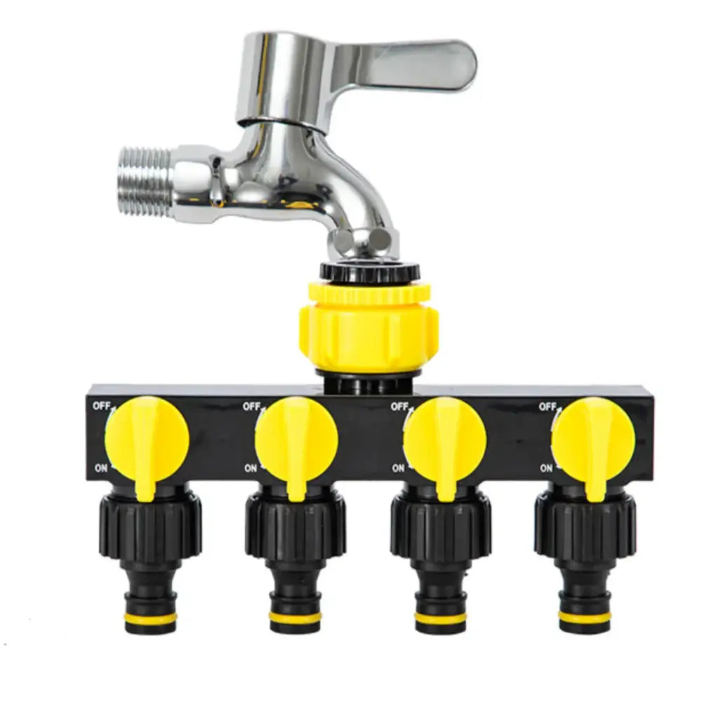 4-Way Garden Water Splitter with European Standard Threads - SS