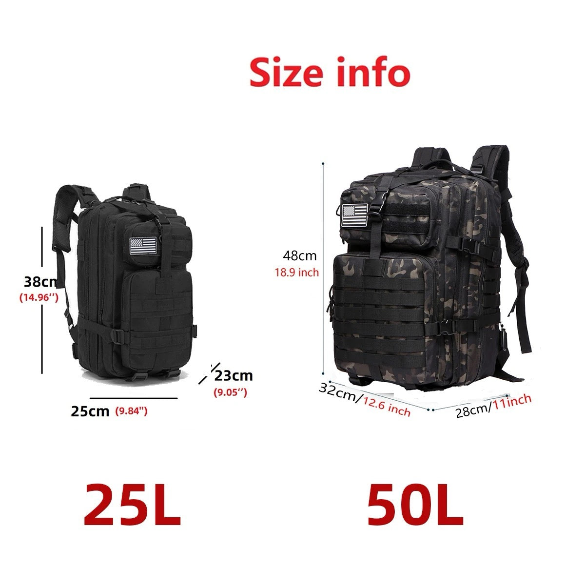 25L/50L Waterproof Tactical Outdoor Backpack