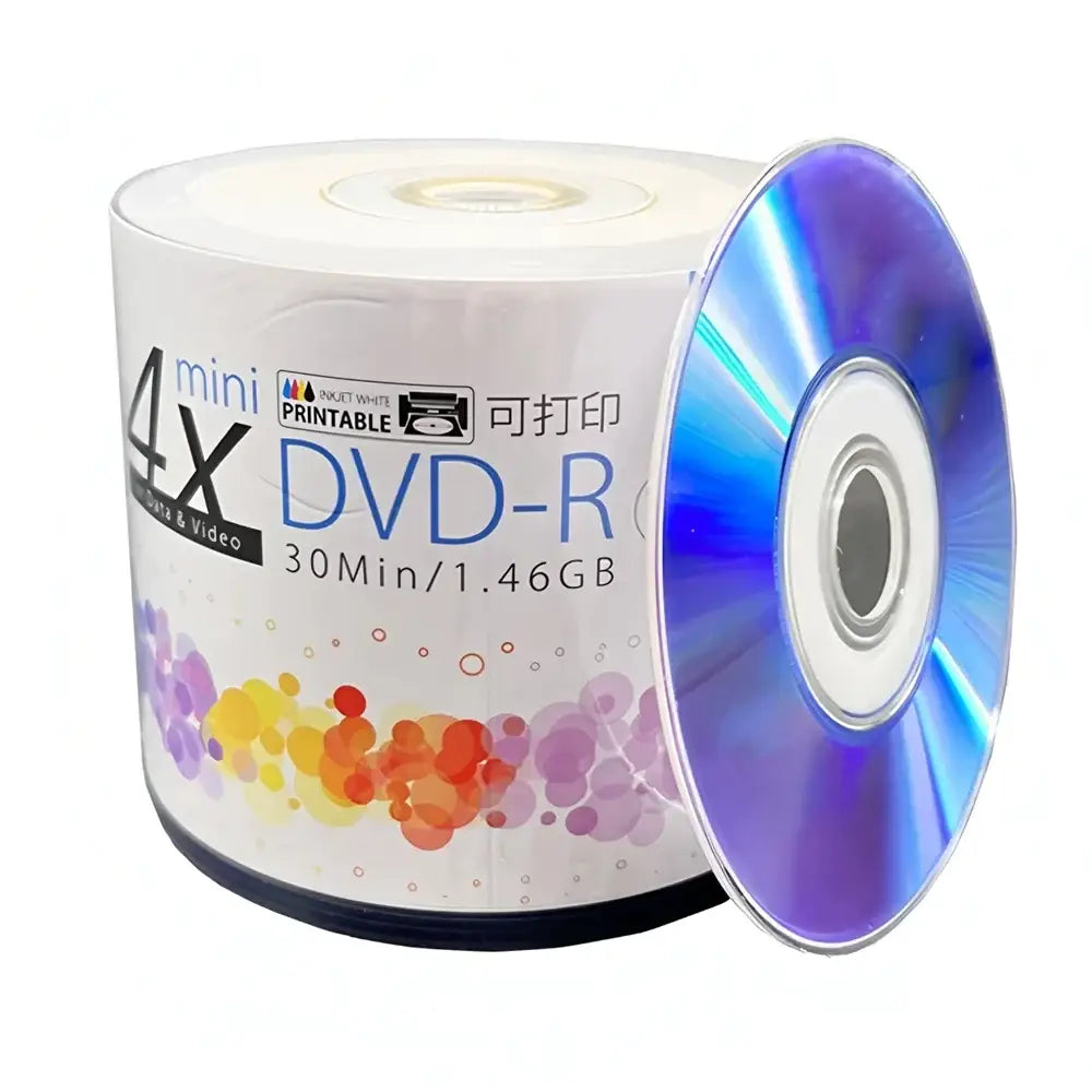 50PCS Ritek Printable Mini 3’’(8cm) DVD-R Recordable Blank Disks 30min 1.46GB 4X Speed for Camera Camcorders Video &