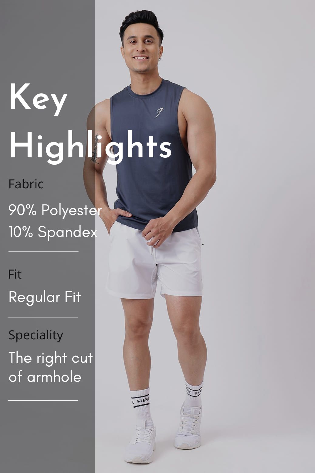 Urban Deep Arm Tank Dark Grey