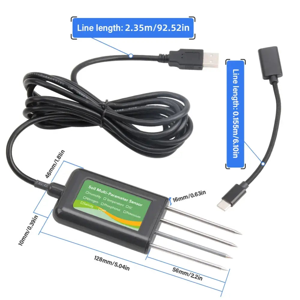8-in-1 Soil Sensor for pH EC Moisture Temp & NPK Testing - HBC