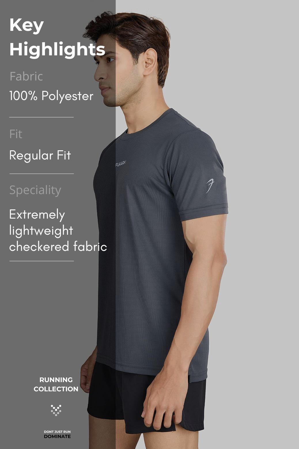 Checks Running T-shirt Grey