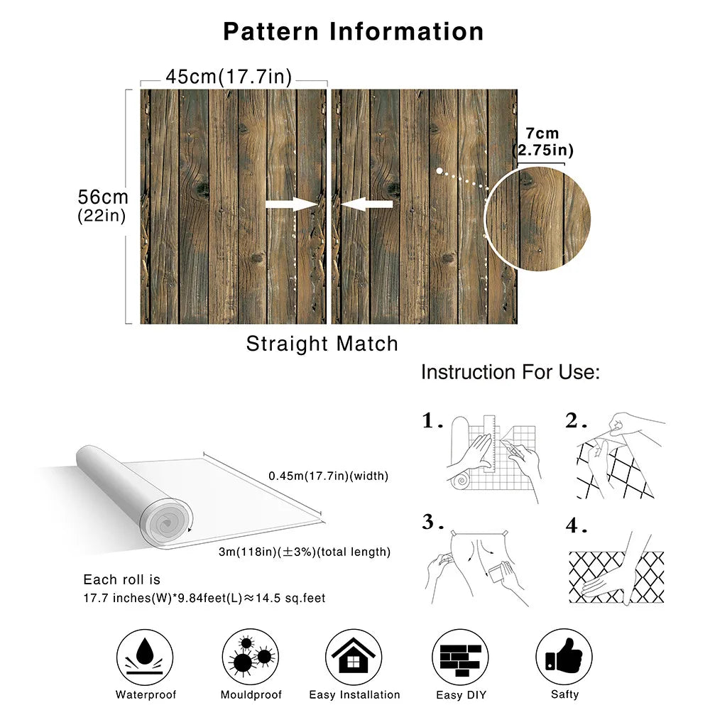 Wood Grain Peel & Stick Wallpaper (5 designs available)