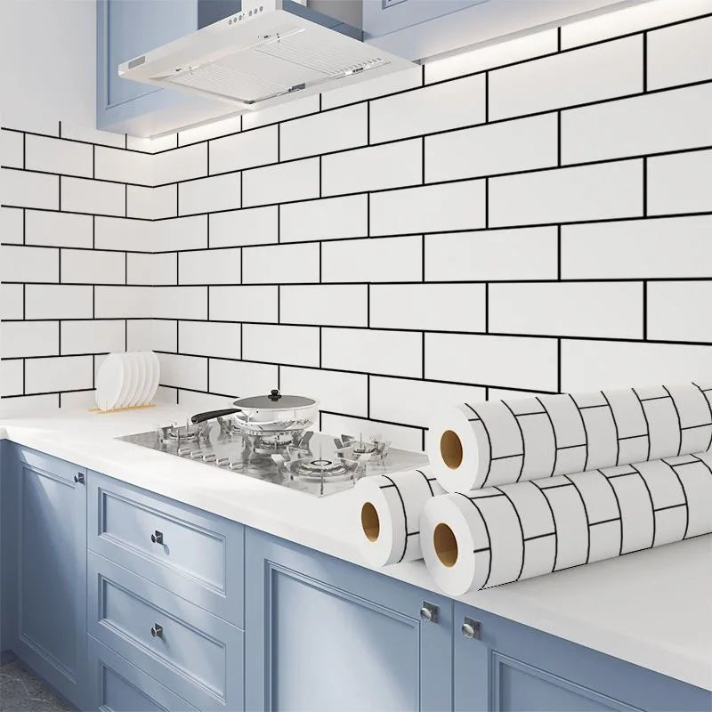 White Brick Waterproof Kitchen Cabinet Wallpaper – 40cm (5 different volumes available)