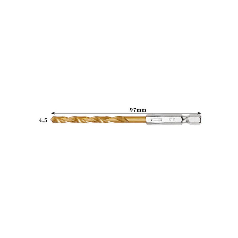 Titanium Twist Drill Bit Set – Hex Shank 1.5–6.5mm (available in single piece & all in one pack)