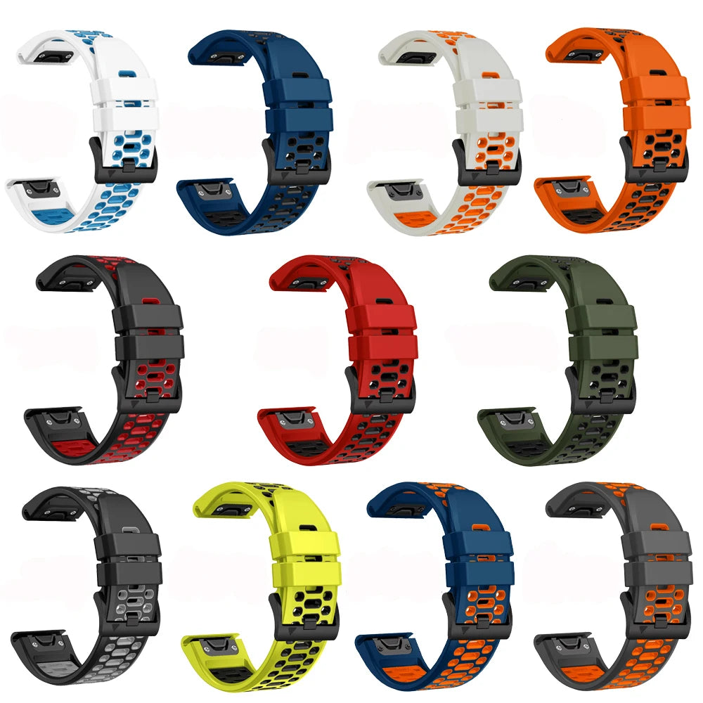 Quickfit Silicone Watch Band for a Range of Garmin Watches (26mm) (See list of models in the description)