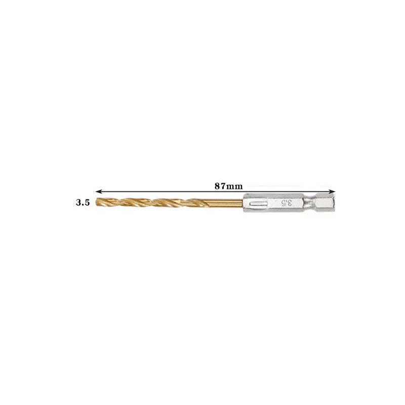 Titanium Twist Drill Bit Set – Hex Shank 1.5–6.5mm (available in single piece & all in one pack)