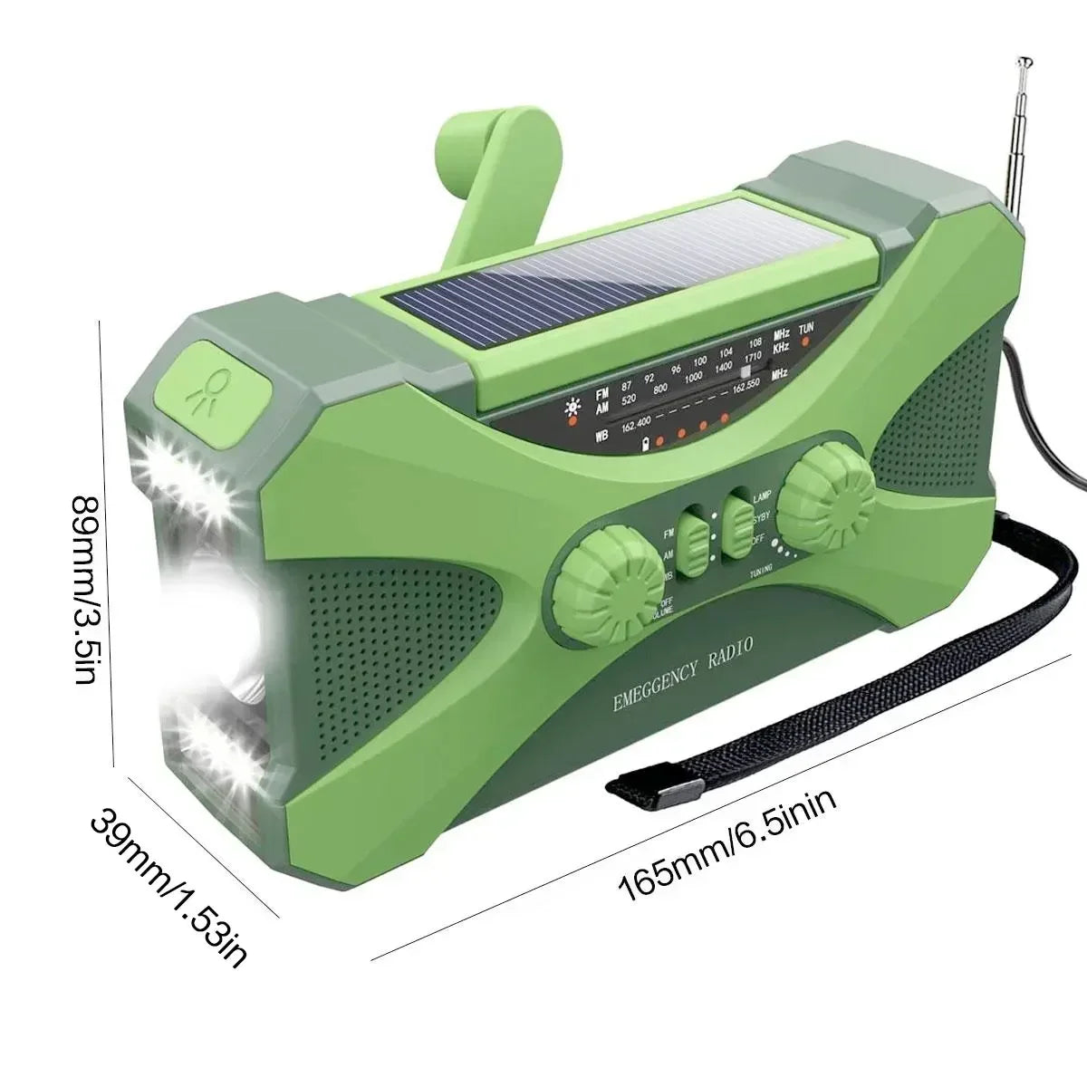 Multifunctional 10000mAh Solar Crank Radio (2 colours available)