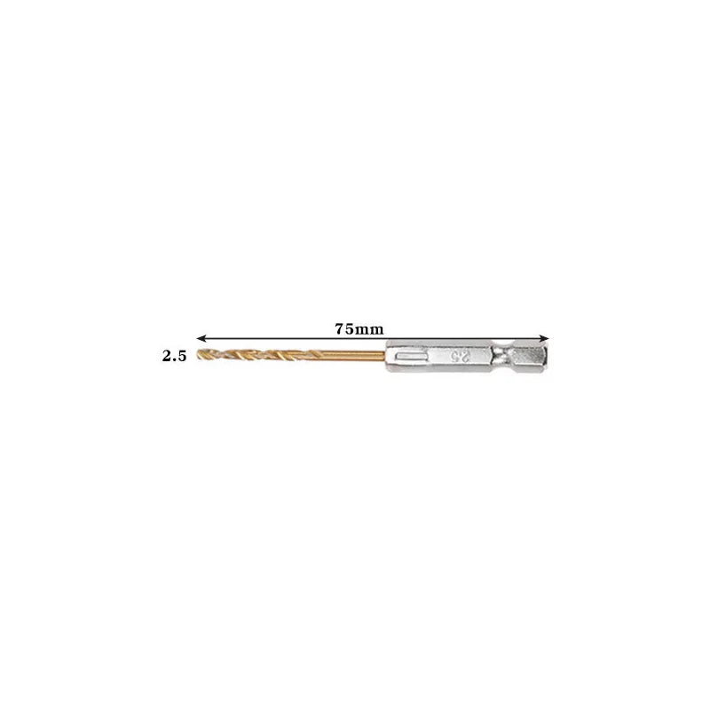 Titanium Twist Drill Bit Set – Hex Shank 1.5–6.5mm (available in single piece & all in one pack)