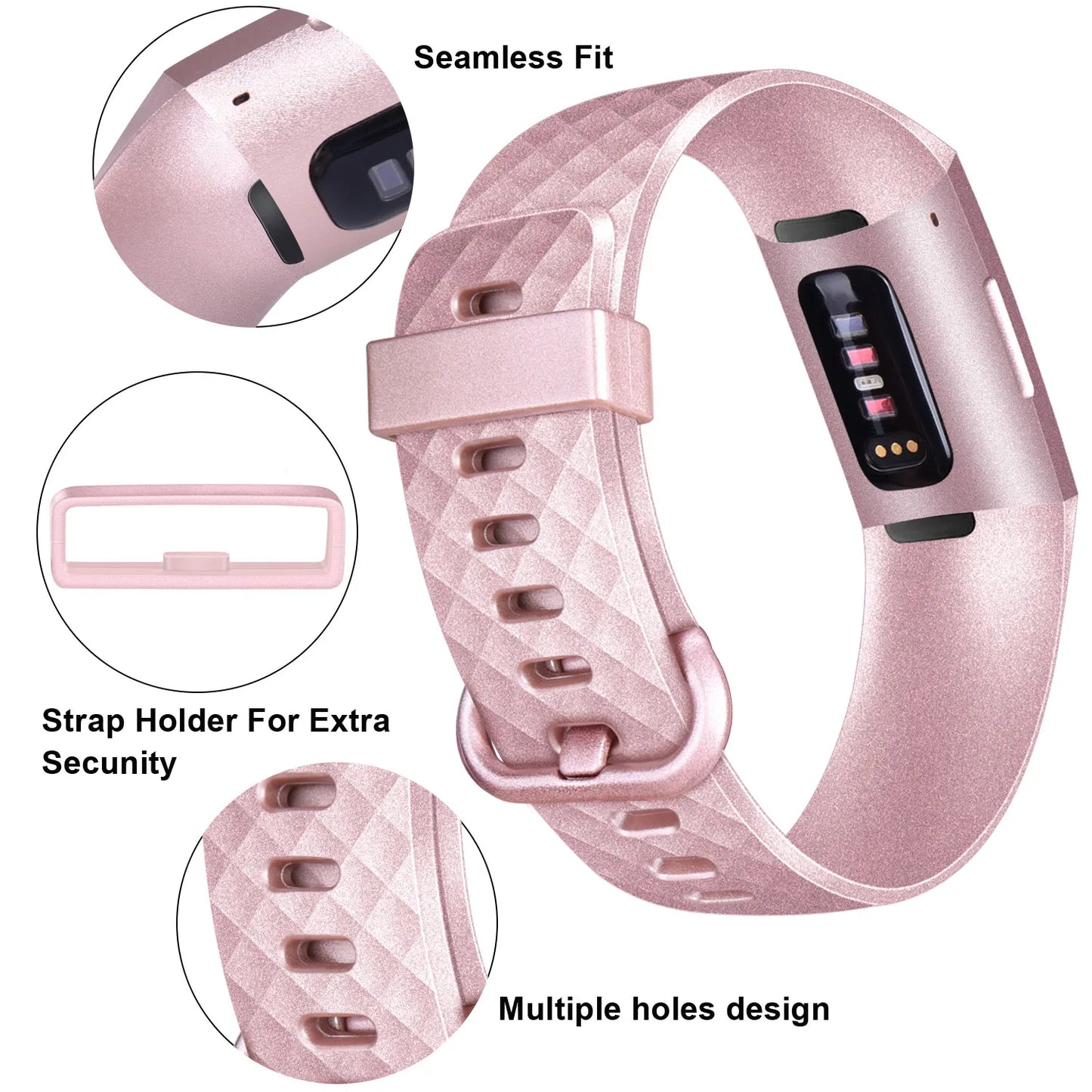 Fitbit Charge 3/3SE/4 Silicone Replacement Band (available in 2 sizes & 14 colours)