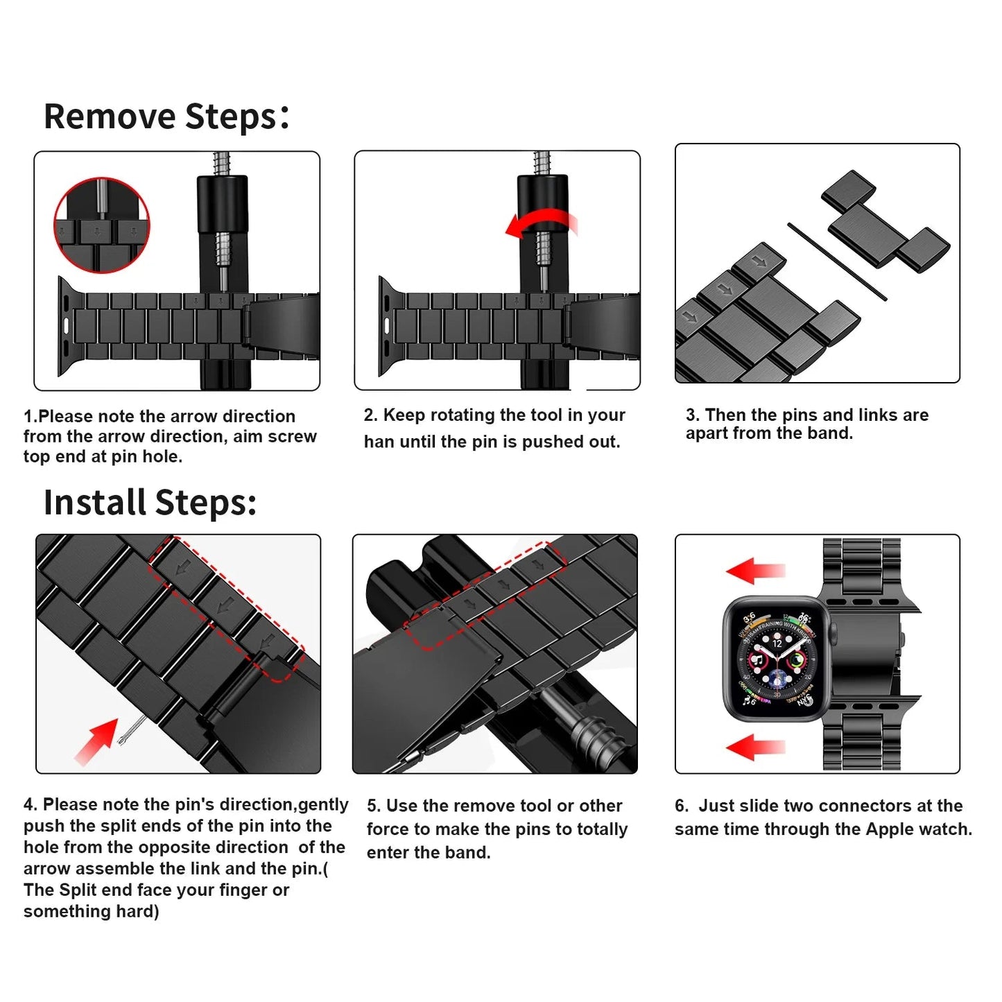 Stainless Steel Strap for the Apple Watch Ultra/Series 4–10 (38–49mm) (available in 15 colours)