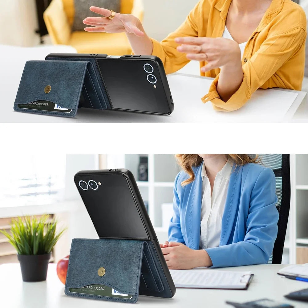 Magnetic Wallet Leather Case for the Samsung Galaxy Z Flip7 (4 colours available)