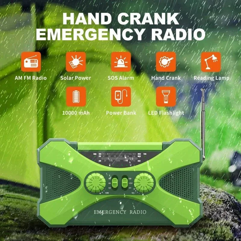 Multifunctional 10000mAh Solar Crank Radio (2 colours available)