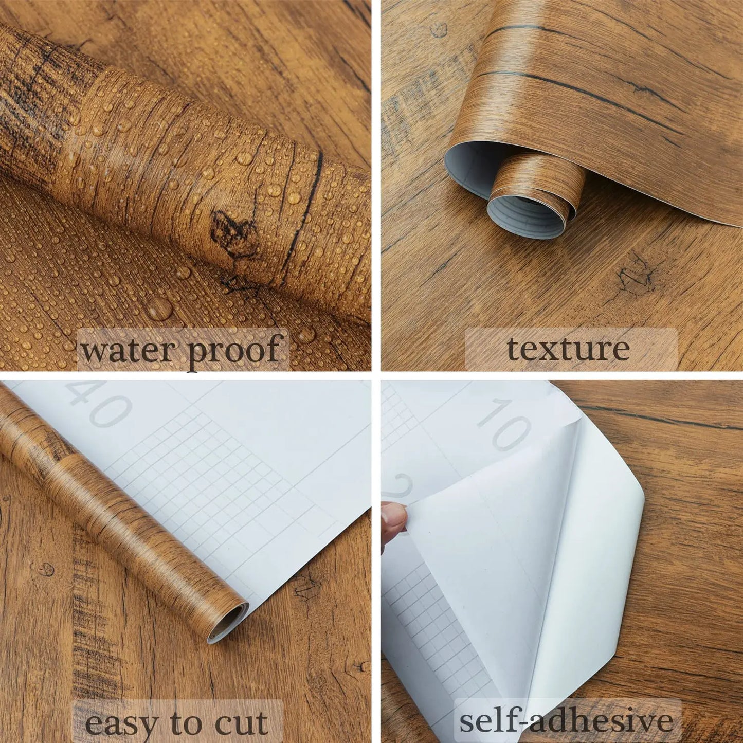 Wide Wood Grain PVC Wallpaper (40cm & 55cm) (available in 5 designs)
