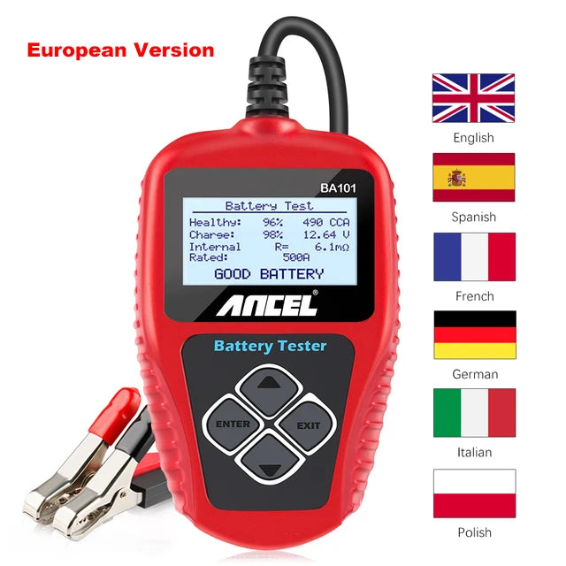 BA101 Car Battery Tester – 12V Load Analyzer (100–2000 CCA)