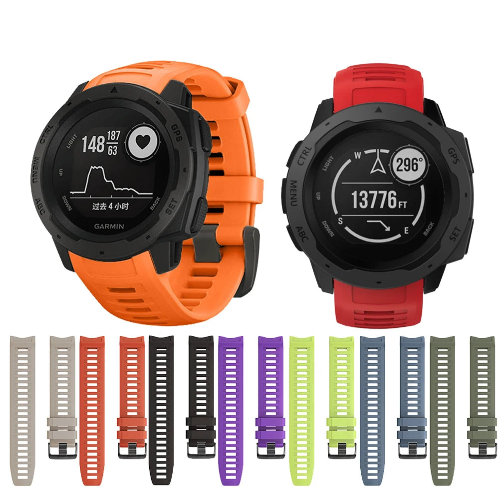 Silicone Strap for the Garmin Instinct 1/2/Esports/Solar Series (22mm) (13 colours available)u