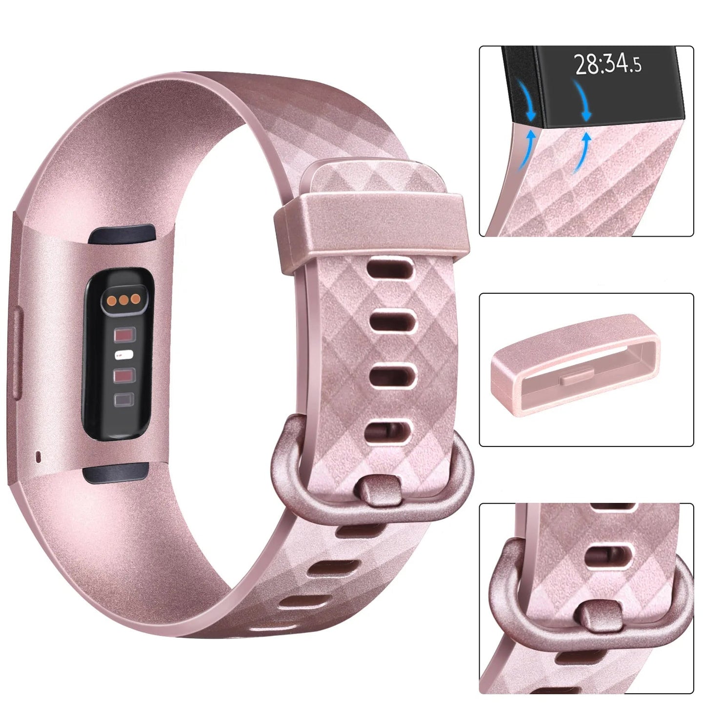 Fitbit Charge 3/3SE/4 Silicone Replacement Band (available in 2 sizes & 14 colours)