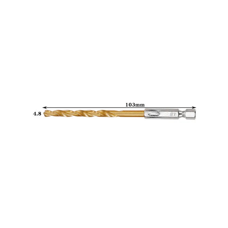 Titanium Twist Drill Bit Set – Hex Shank 1.5–6.5mm (available in single piece & all in one pack)
