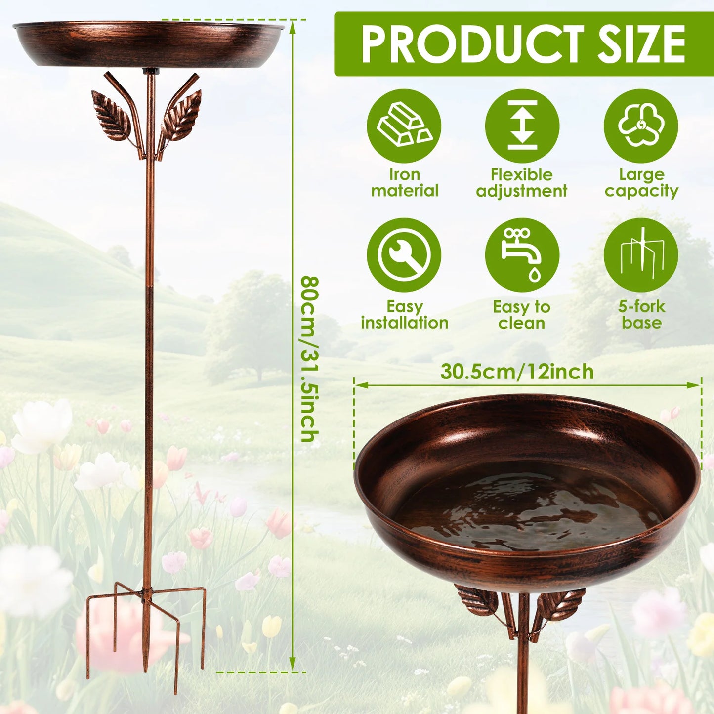 Metal Garden Bird Bath (3 designs available)
