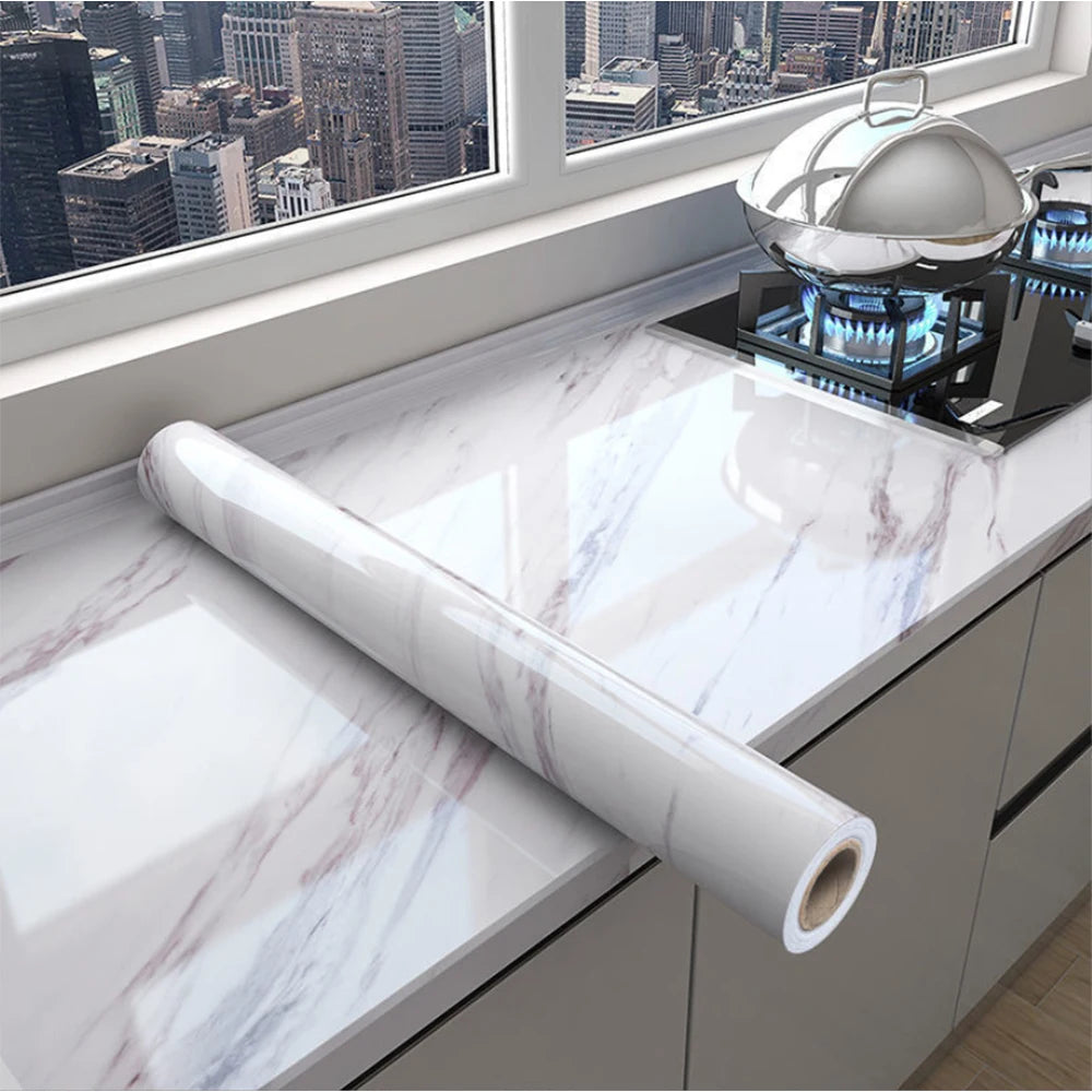 Vinyl Marble Wallpaper – Waterproof (8 designs available)