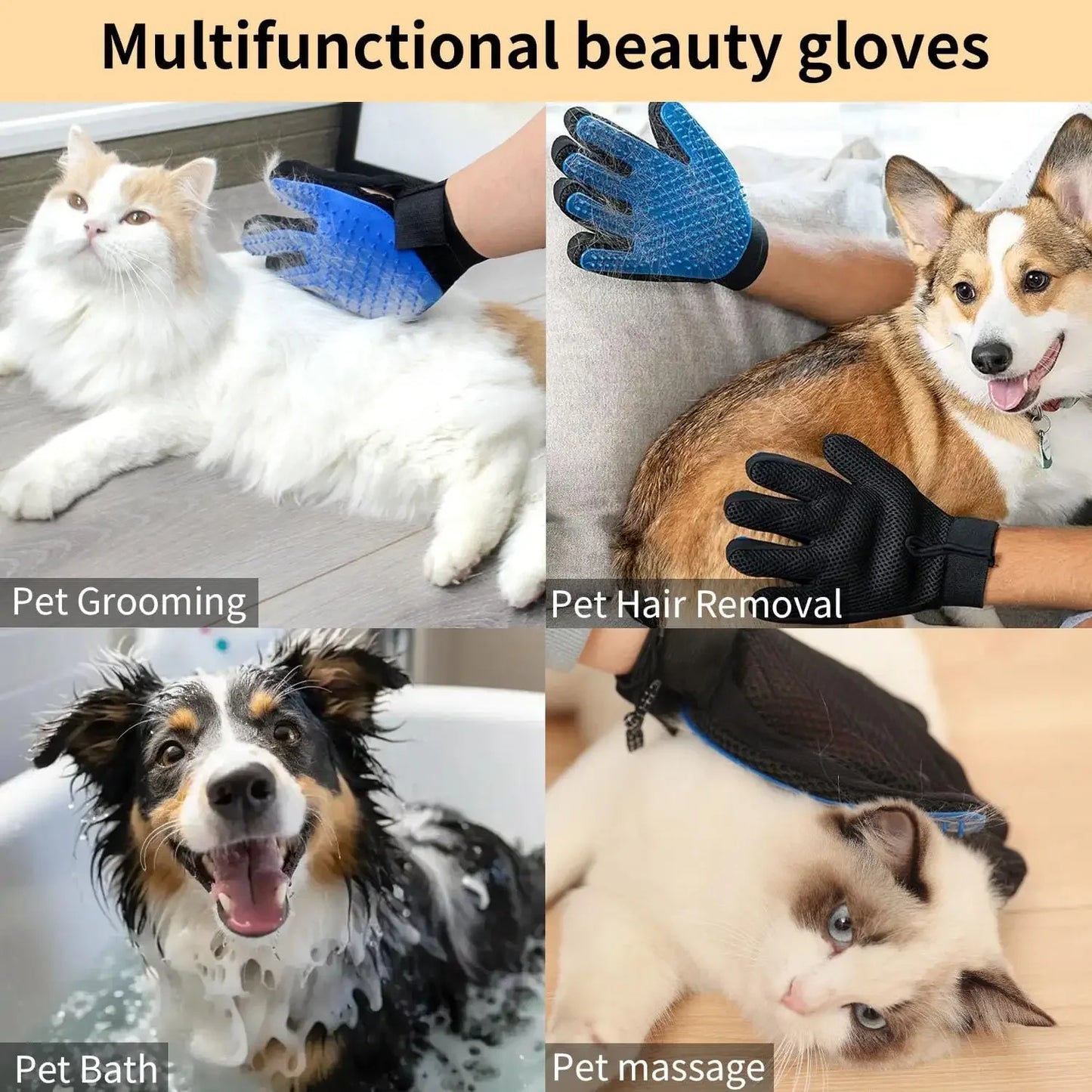 Pet Grooming Gloves (1/2PCS) – Two-Sided Hair Removal