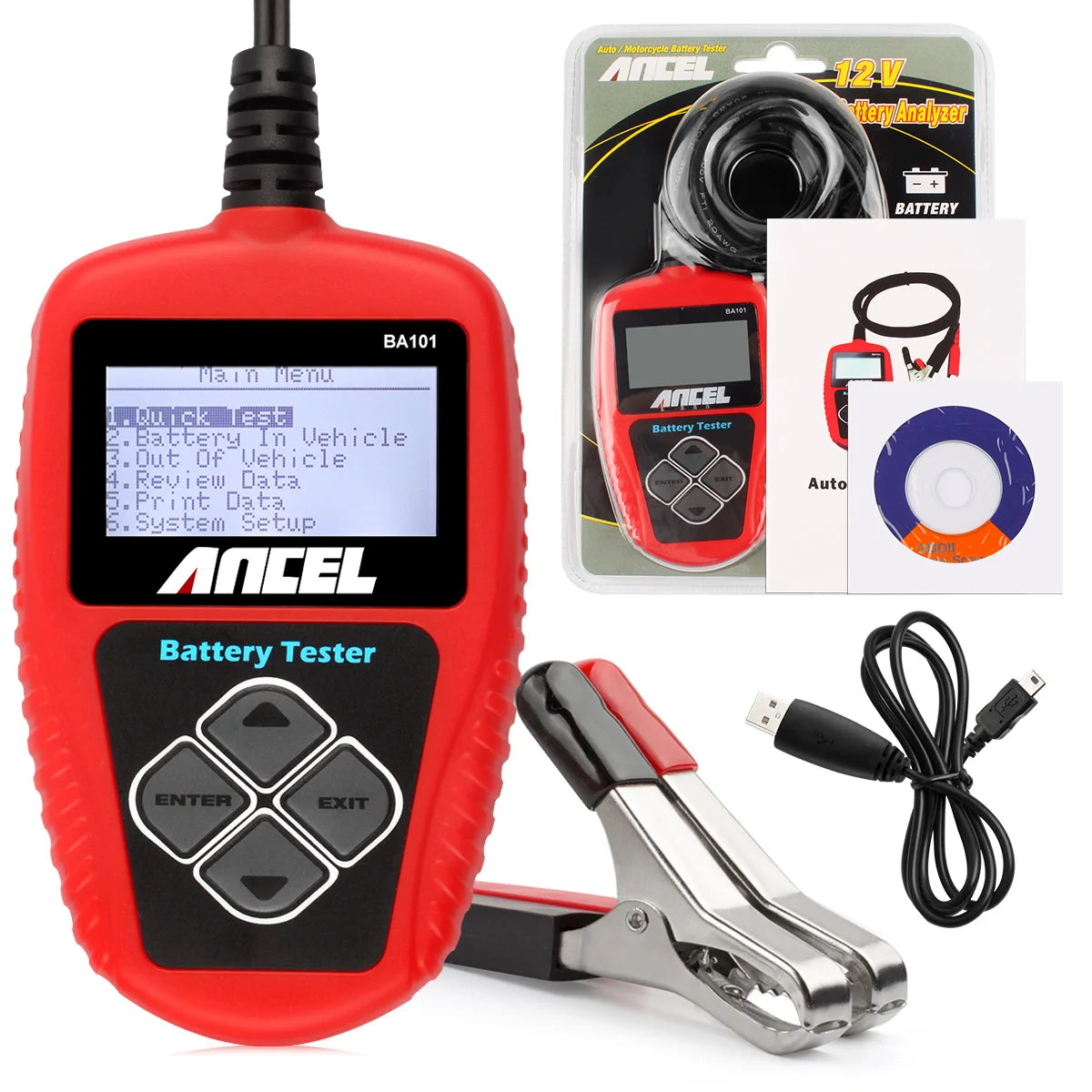 BA101 Car Battery Tester – 12V Load Analyzer (100–2000 CCA)