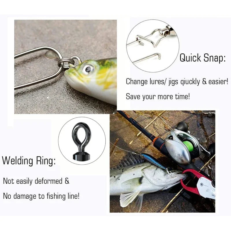 Stainless Steel Fishing Swivel Snaps – 50/100/200pcs