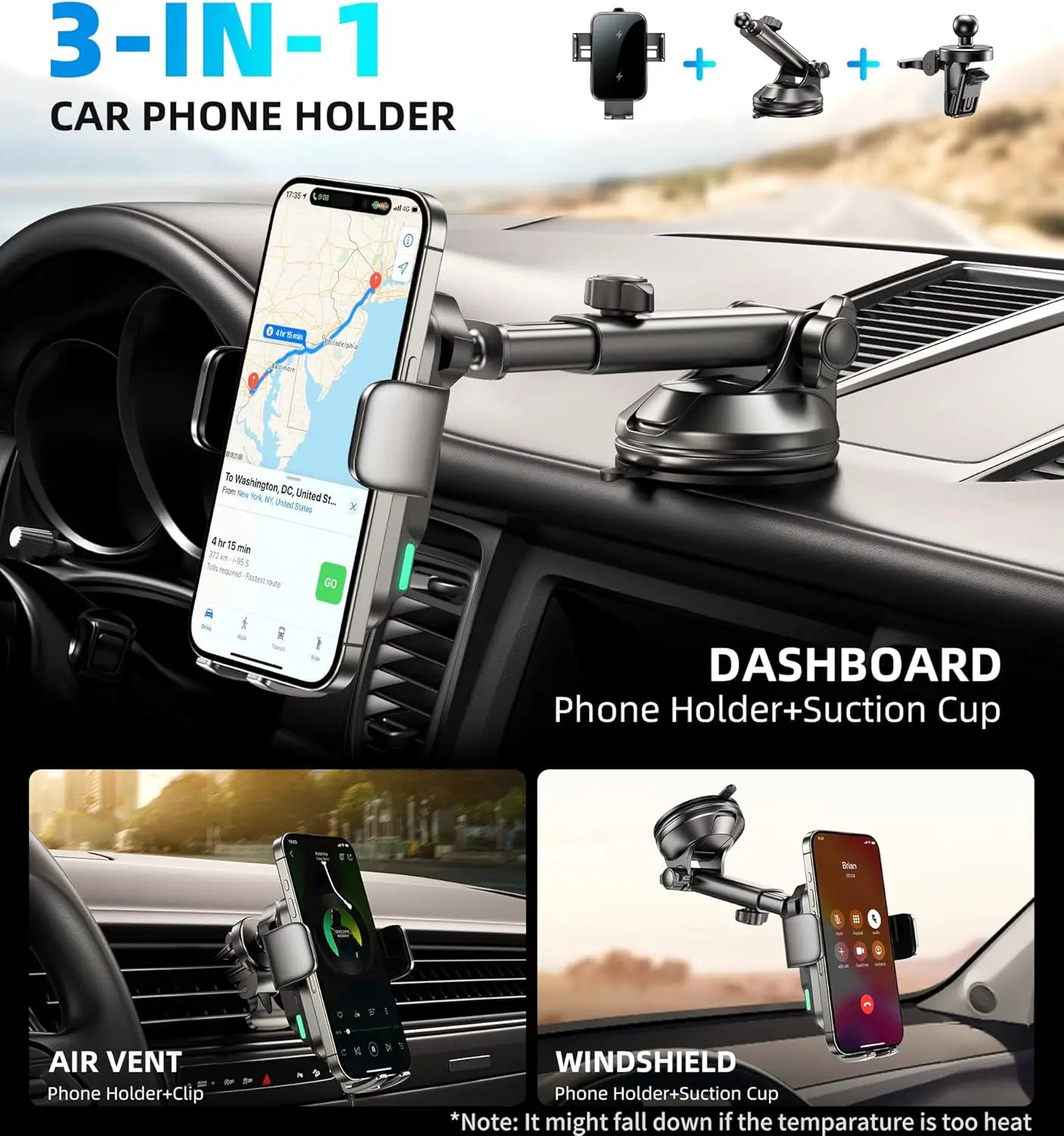 15W Wireless Car Charger Phone Holder