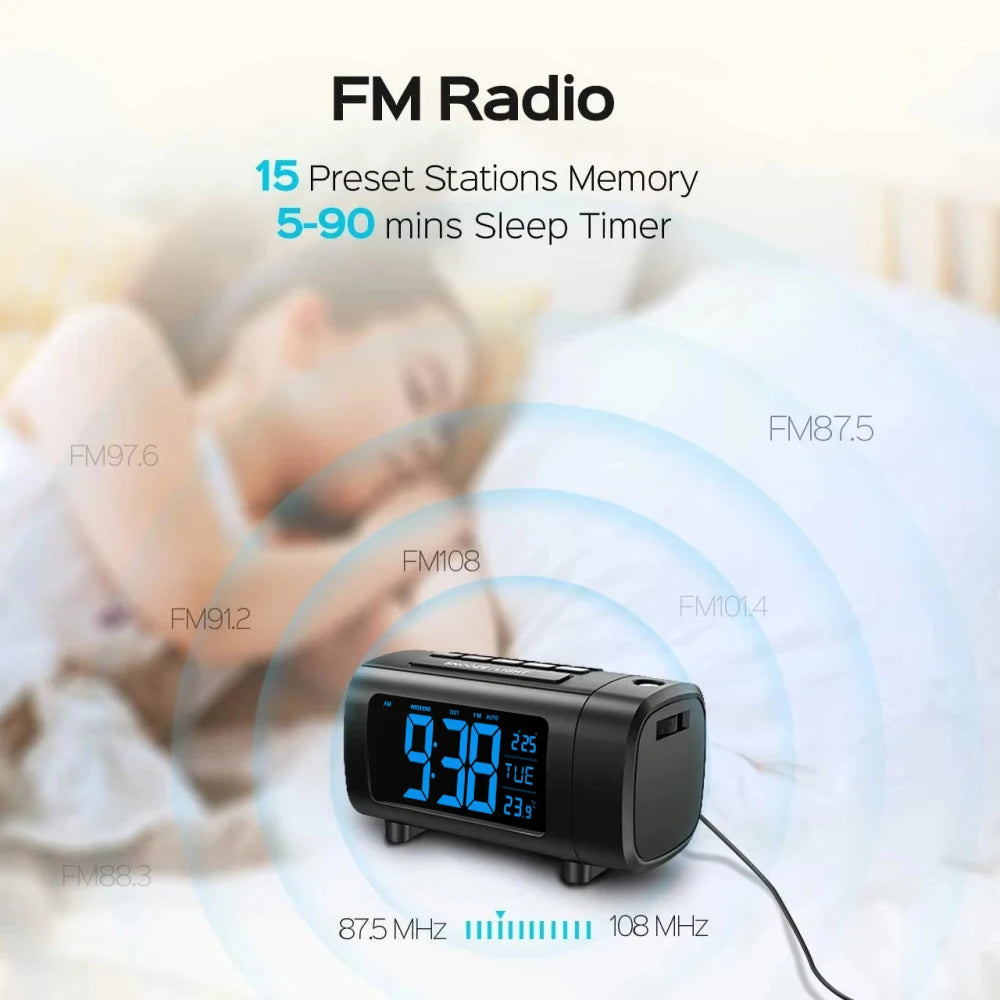 Digital Projection Alarm Clock Radio