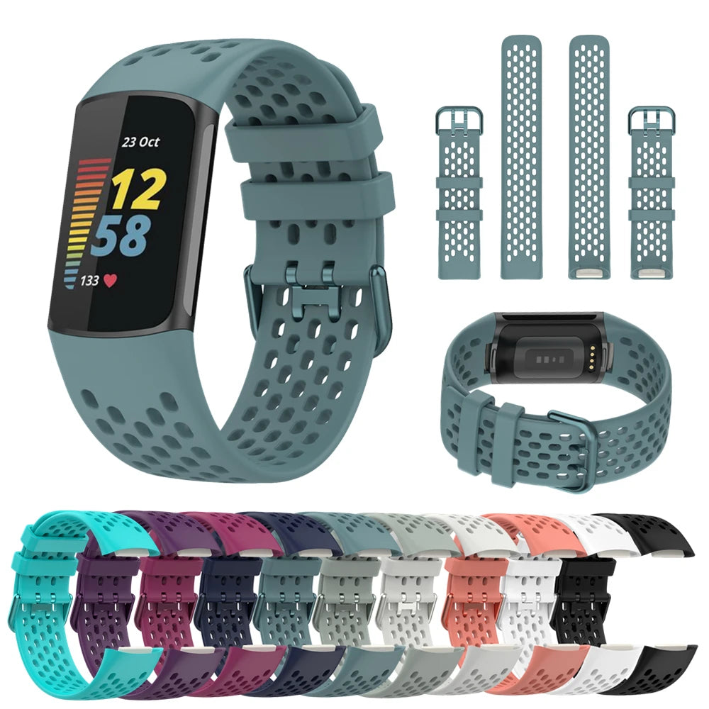Silicone Sports Strap for the Fitbit Charge 5/6 Series (12 colours available)