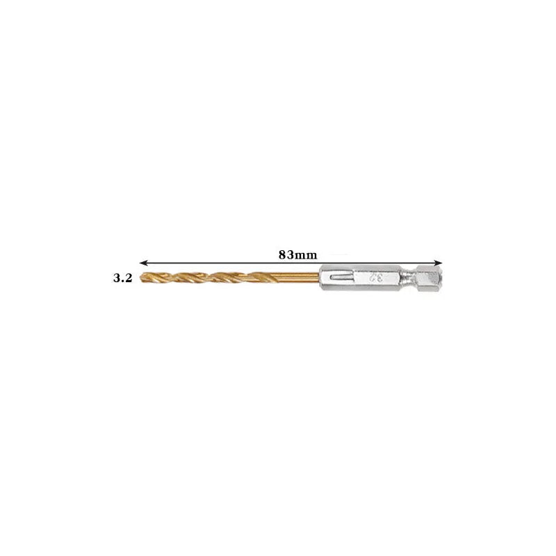 Titanium Twist Drill Bit Set – Hex Shank 1.5–6.5mm (available in single piece & all in one pack)