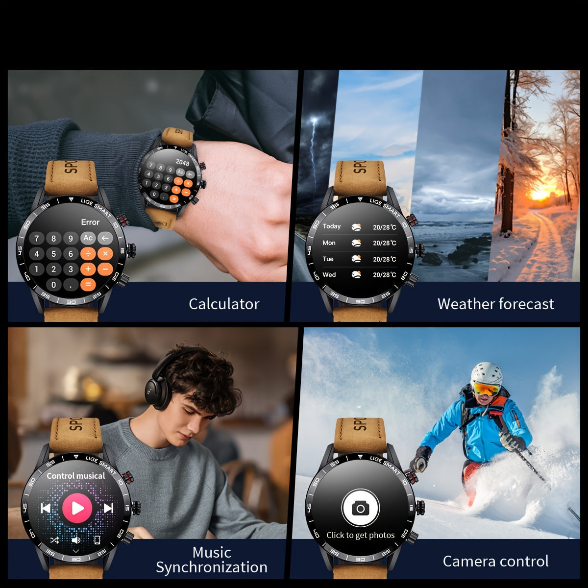 LIGE Smart Watch – Full Touch Screen with Wireless Calls (4 different types available)